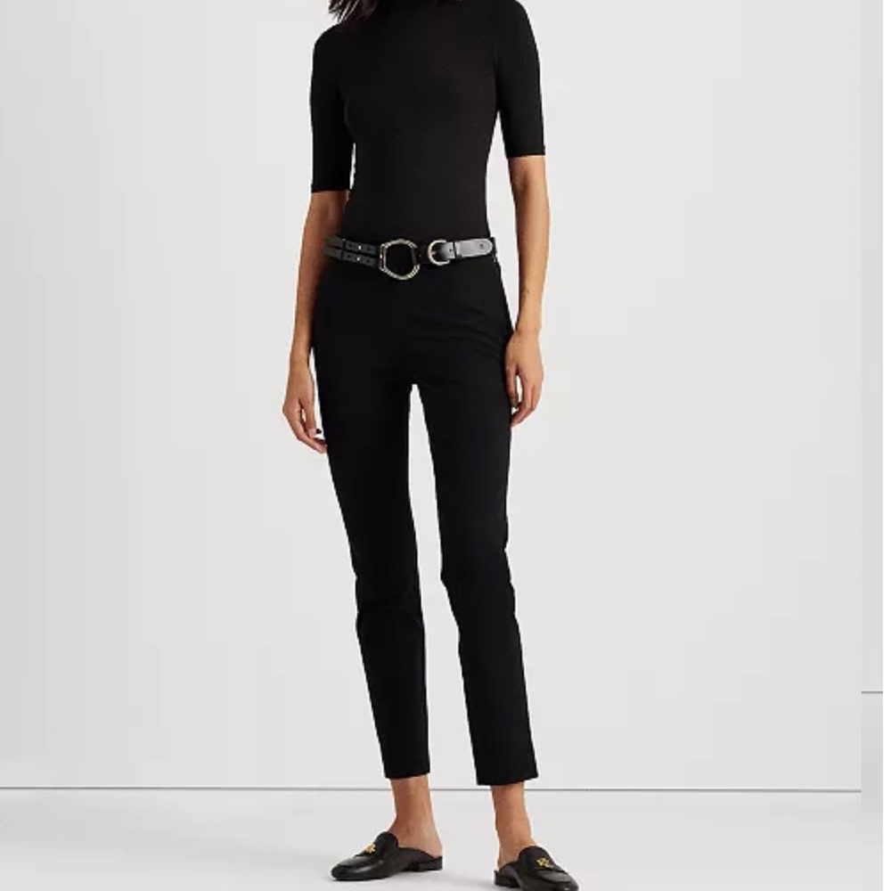 Lauren Ralph Lauren Women’s Black Side Zip Flat Front Tapered Leg Pants Size 12